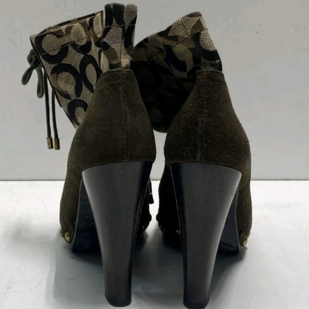 Coach Women's Olive and Brown Heeled Boots - Picture 6 of 6